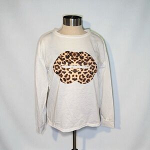 Animal Lips Women's Short Sleeve Tee with Leopard Print